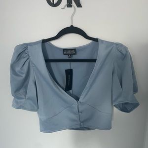 DANIELLE BERNSTEIN new with tags puff sleeve crop top